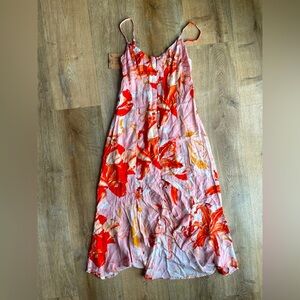 Abel The Label Pink Red Floral Maxi Dress NWT Size Small Cutout Summer Vacation